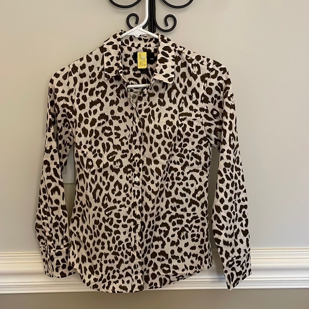 J.Crew leopard print button down size 00p dry cleaned